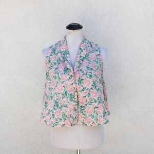 Vintage Victoria's Secret Floral Babydoll Blouse Crop Top / 1990s Button Down